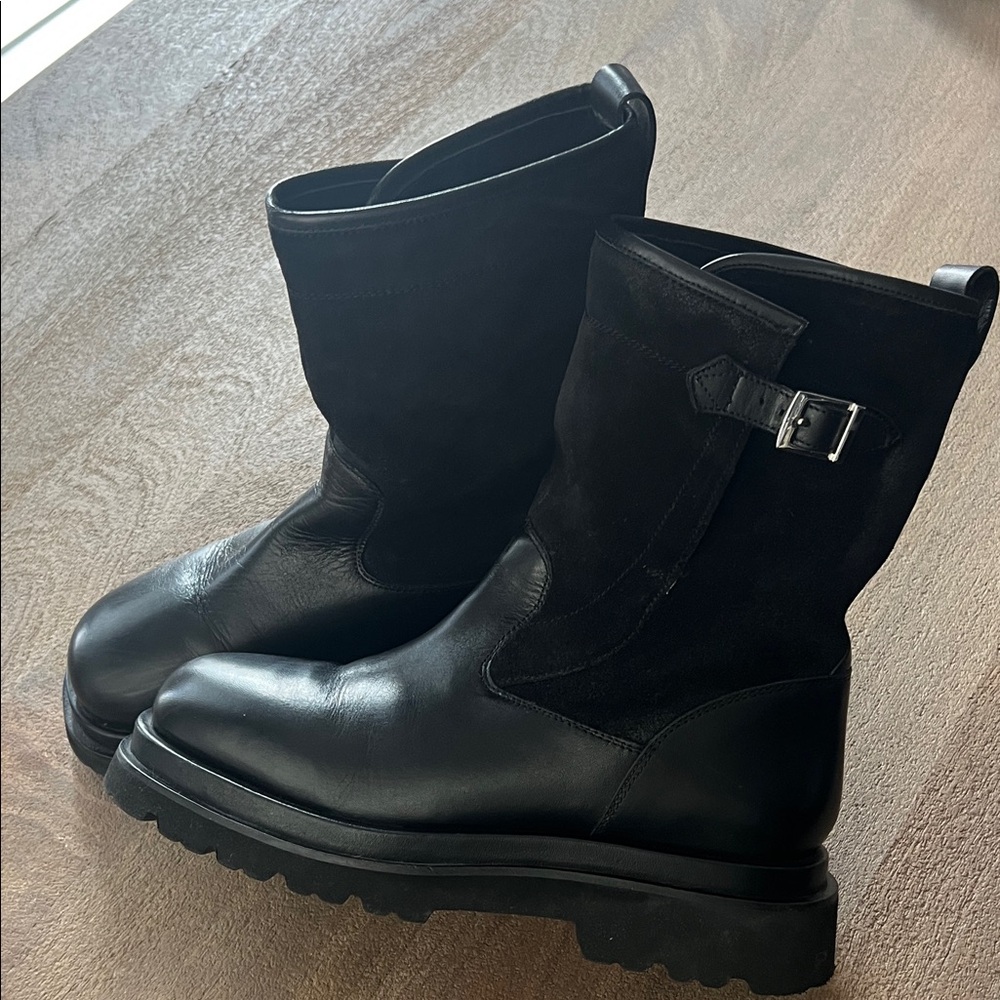 Free People Black Combat & Moto Boots